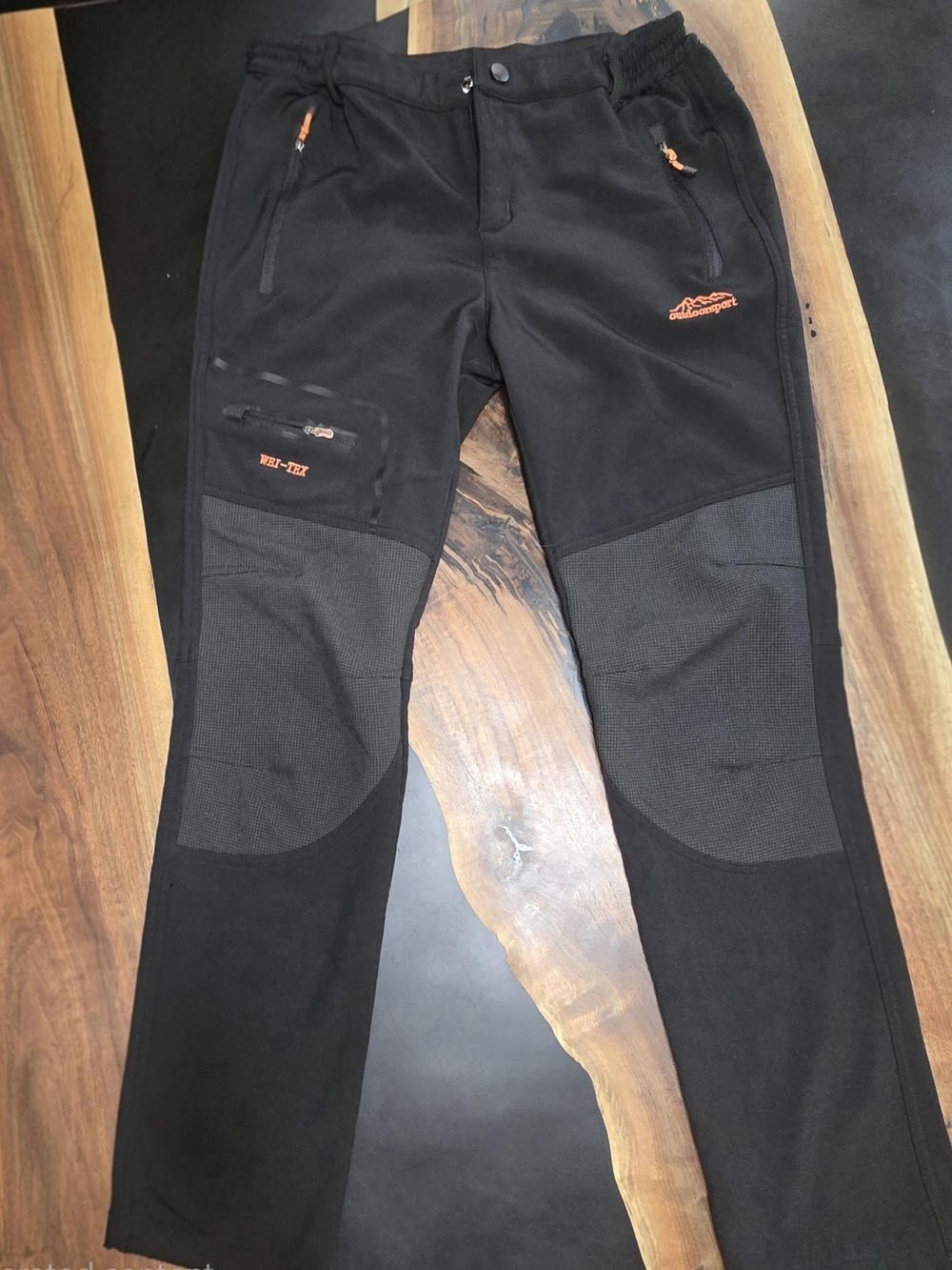 Black Softshell Hiking Pants Size M Stretch Waist Zip Pockets Outdoor